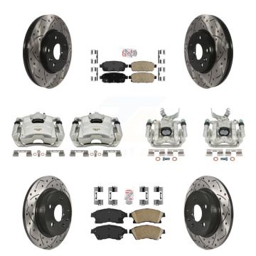 Front Rear Brake Caliper Drill Slotted Rotors Ceramic Pad Kit (10Pc) For Chevrolet Sonic KCD-100623N