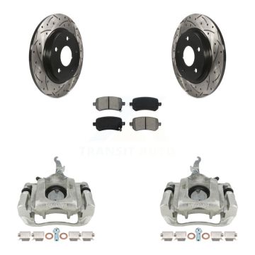 Rear Brake Caliper Drill Slotted Rotor Semi-Metallic Pad Kit For 2009-2011 Dodge Journey KCD-100623S