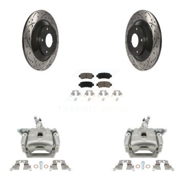 Rear Disc Brake Coated Caliper Drill Slot Rotor Ceramic Pad Kit For 2013-2015 Mazda CX-5 KCD-100624C