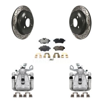 Rear Disc Brake Coated Caliper Drilled Slotted Rotor And Ceramic Pad Kit For Mini Cooper KCD-100624T