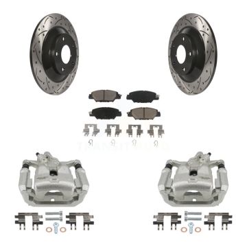 Rear Disc Brake Coated Caliper Drill Slot Rotor Ceramic Pad Kit For 2016-2022 Mazda CX-5 KCD-100626C