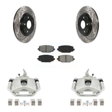 Rear Brake Caliper Drill Slotted Rotor Semi-Metallic Pad Kit For 2014-2020 Dodge Journey KCD-100626S