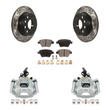 Rear Brake Coat Caliper Drill Slot Rotors Ceramic Pad Kit For Volkswagen Audi A3 Eos GTI KCD-100626T