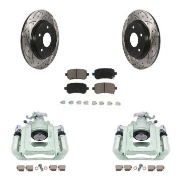 Rear Brake Caliper Drilled Slot Rotor Ceramic Pad Kit For Dodge Grand Caravan Chrysler & KCD-100627C