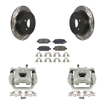 Rear Brake Coat Caliper Drill Slot Rotors Semi-Metallic Pad Kit For Nissan Altima Maxima KCD-100627S