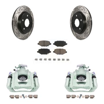 Rear Disc Brake Coated Caliper Drilled Slotted Rotors And Ceramic Pads Kit For Ram C/V KCD-100628C