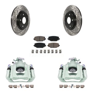 Rear Disc Brake Coated Caliper Drilled Slotted Rotors And Ceramic Pads Kit For Ram C/V KCD-100629C