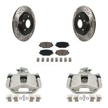 Rear Disc Brake Coated Caliper Drill Slot Rotors Ceramic Pad Kit For Dodge Grand Caravan KCD-100630C