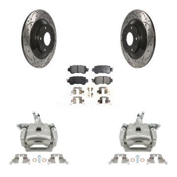 Rear Brake Coat Caliper Drill Slot Rotors Semi-Metallic Pad Kit For 2013-2015 Mazda CX-5 KCD-100630P