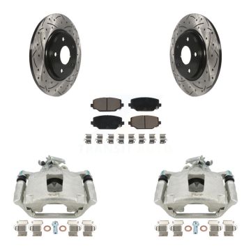 Rear Disc Brake Coated Caliper Drill Slot Rotors Ceramic Pad Kit For Dodge Grand Caravan KCD-100631C