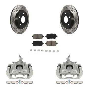 Rear Brake Coated Caliper Drilled Slot Rotor Ceramic Pad Kit For 2009-2011 Dodge Journey KCD-100632C