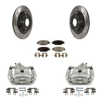 Rear Brake Coat Caliper Drill Slot Rotors Semi-Metallic Pad Kit For 2016-2022 Mazda CX-5 KCD-100632P