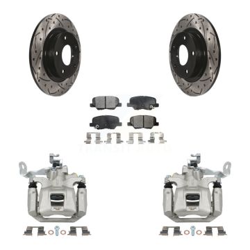 Rear Disc Brake Coated Caliper Drill Slotted Rotor Ceramic Pad Kit For 2014-2015 Mazda 6 KCD-100632T