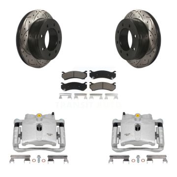 Rear Brake Caliper Drill Slot Rotors Ceramic Pad Kit For GMC Chevrolet Sierra 2500 HD XL KCD-100634C