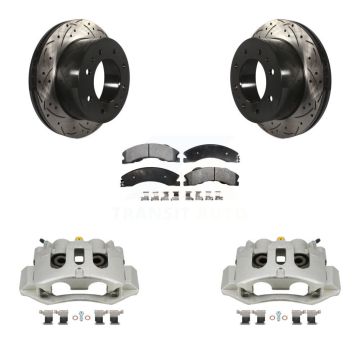 Rear Brake Caliper Drill Slotted Rotors Ceramic Pad Kit For GMC Chevrolet Sierra 2500 HD KCD-100634T