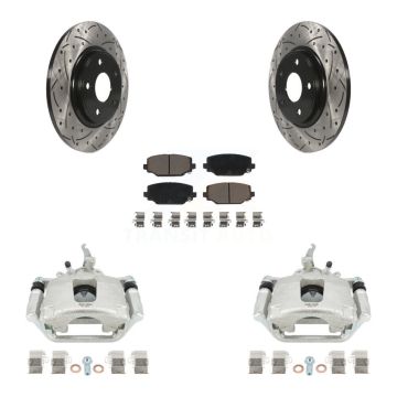 Rear Brake Coated Caliper Drilled Slot Rotor Ceramic Pad Kit For 2014-2020 Dodge Journey KCD-100635C