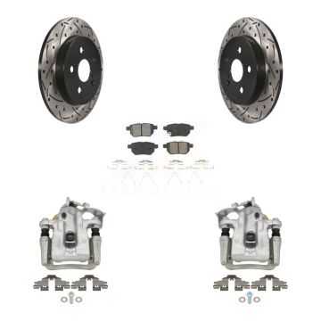 Rear Brake Coat Caliper Drill Slot Rotors Semi-Metallic Pad Kit For Toyota Prius Plug-In KCD-100635S