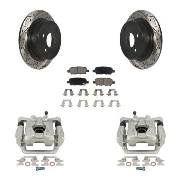 Rear Disc Brake Coated Caliper Drill Slot Rotor Ceramic Pad Kit For Nissan Altima Maxima KCD-100636C
