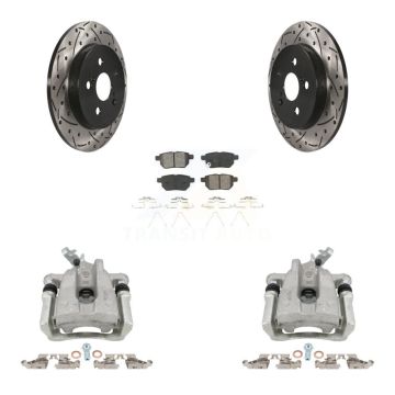Rear Brake Caliper Drill Slot Rotor Semi-Metallic Pad Kit For Toyota Corolla Matrix Vibe KCD-100636S