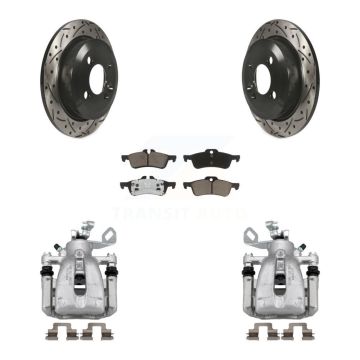 Rear Brake Caliper Drill Slotted Rotors Ceramic Pad Kit For 2007 Mini Cooper Convertible KCD-100638C