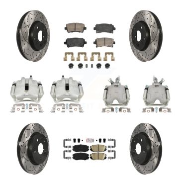 Front Rear Brake Coat Caliper Drill Slot Rotor Ceramic Pad Kit (10Pc) For Buick LaCrosse KCD-100639N