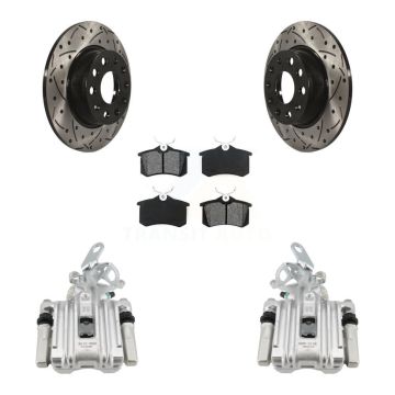 Rear Brake Coat Caliper Drill Slot Rotor Semi-Metallic Pad Kit For Audi A3 DIESEL engine KCD-100639S
