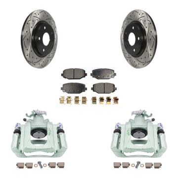 Rear Disc Brake Coated Caliper Drilled Slotted Rotors And Ceramic Pads Kit For Ram C/V KCD-100640T