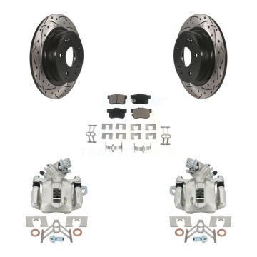 Rear Disc Brake Coated Caliper Drill Slot Rotors Ceramic Pad Kit For 2016-2018 Acura ILX KCD-100641C