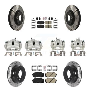 Front Rear Brake Caliper Drill Slot Rotors Ceramic Pad Kit (10Pc) For Hyundai Tucson Kia KCD-100643N