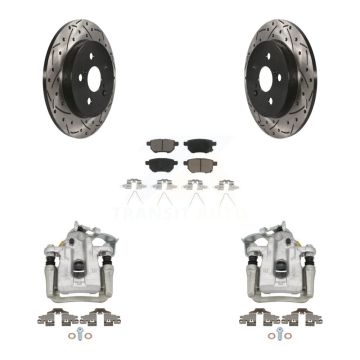 Rear Disc Brake Coated Caliper Drill Slot Rotor Ceramic Pad Kit For Toyota Prius Plug-In KCD-100644C