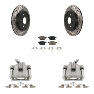 Rear Brake Caliper Drill Slotted Rotor Ceramic Pad Kit For Toyota Corolla Matrix Pontiac KCD-100645C