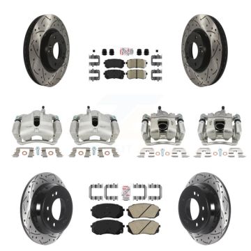 Front Rear Brake Coated Caliper Drill Slot Rotor Ceramic Pad Kit (10Pc) For Kia Sportage KCD-100647N