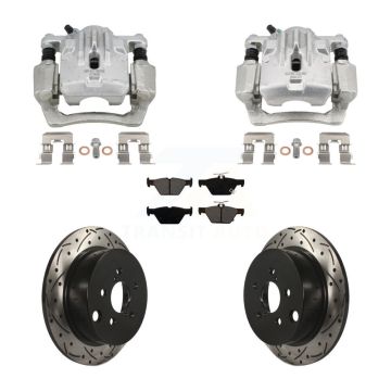 Rear Brake Coated Caliper Drill Slotted Rotor Semi-Metallic Pad Kit For Subaru Crosstrek KCD-100648S