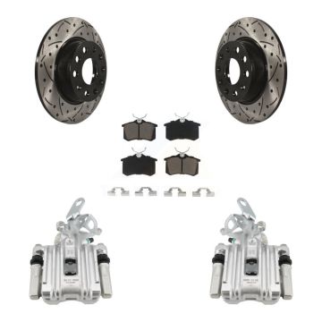 Rear Brake Caliper Drill Slot Rotors Ceramic Pad Kit For 2010-2013 Audi A3 DIESEL engine KCD-100649C