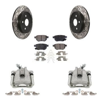 Rear Brake Caliper Drill Slot Rotor Semi-Metallic Pad Kit For Toyota Corolla Matrix Vibe KCD-100651P