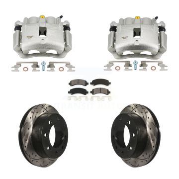 Rear Brake Caliper Drill Slotted Rotors Semi-Metallic Pad Kit For Chevrolet Express 2500 KCD-100651S