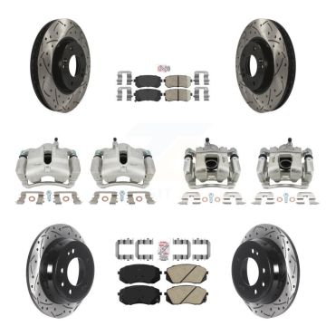 Front Rear Brake Caliper Drill Slot Rotor Ceramic Pad Kit (10Pc) For 16 Kia Sportage FWD KCD-100652N