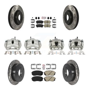 Front Rear Brake Caliper Drill Slot Rotor Ceramic Pad Kit (10Pc) For 16 Kia Sportage AWD KCD-100653N