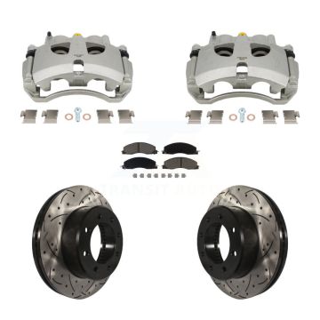 Front Disc Brake Coated Caliper Drill Slot Rotor Ceramic Pad Kit For Ram 3500 2500 Dodge KCD-100654C