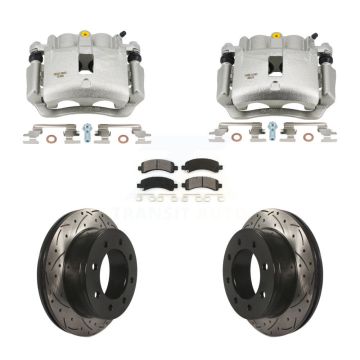 Rear Brake Caliper Drill Slot Rotor Semi-Metallic Pad Kit For Chevrolet Express 2500 GMC KCD-100654S