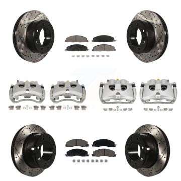 Front Rear Brake Caliper Drill Slot Rotor Ceramic Pad Kit (10Pc) For Ram 3500 2500 Dodge KCD-100655C