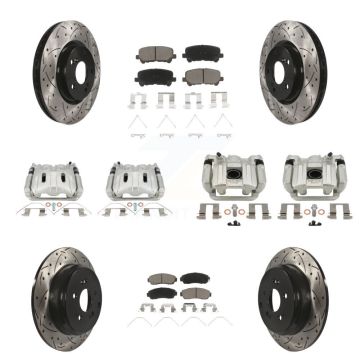 Front Rear Brake Caliper Drill Slot Rotor Ceramic Pad Kit (10Pc) For 11-14 Honda Odyssey KCD-100656C