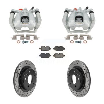 Rear Brake Coat Caliper Drill Slot Rotor Semi-Metallic Pad Kit For Chevrolet Equinox GMC KCD-100656S