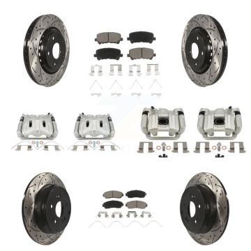 Front Rear Brake Caliper Drill Slot Rotor Ceramic Pad Kit (10Pc) For 15-17 Honda Odyssey KCD-100657C