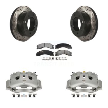 Rear Brake Caliper Drill Slotted Rotors Semi-Metallic Pad Kit For Chevrolet Express 4500 KCD-100657P