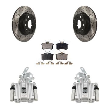 Rear Brake Caliper Drill Slot Rotors Ceramic Pad Kit For 2010-2013 Audi A3 DIESEL engine KCD-100660T