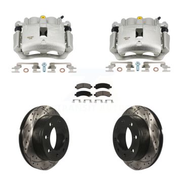 Rear Brake Coated Caliper Drill Slotted Rotor Ceramic Pad Kit For Chevrolet Express 2500 KCD-100661C