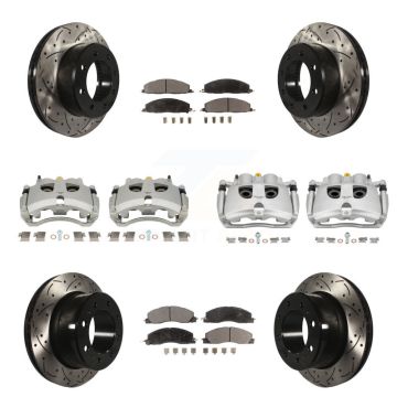 Front Rear Brake Caliper Drill Slot Rotor Semi-Metallic Pad Kit (10Pc) For Ram 3500 2500 KCD-100661P