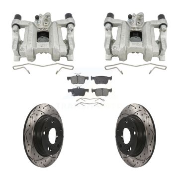Rear Brake Coated Caliper Drill Slot Rotor Semi-Metallic Pad Kit For Honda Civic Insight KCD-100661S