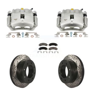 Rear Brake Caliper Drill Slot Rotors Ceramic Pad Kit For 2006 Chevrolet Express 2500 GMC KCD-100664C